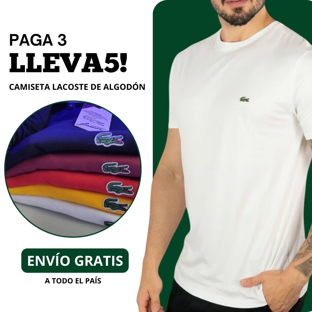 Camiseta Lacoste de Algodón - [Paga 3 y lleva 5]